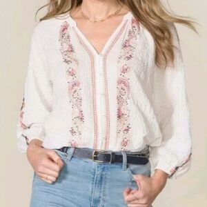 Matilda Jane Good Hart Moonflower Embroidered White Blouse Sz.L